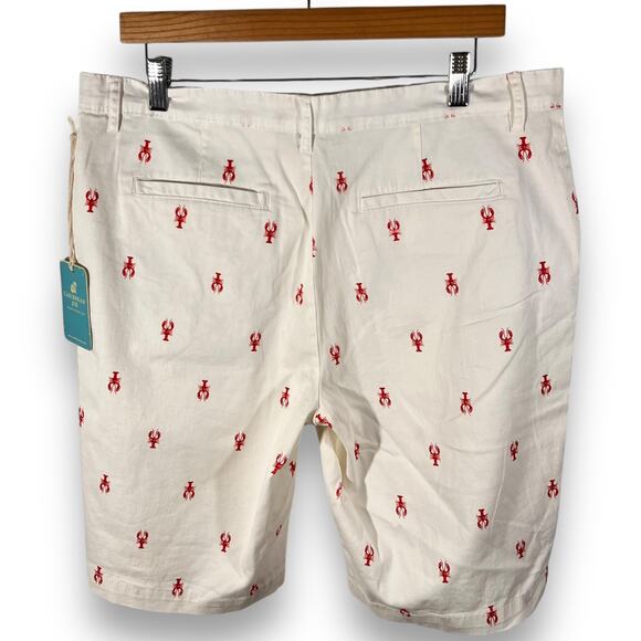Caribbean Joe Bermuda Shorts Lobster Print Red White Cotton Size 12 - Picture 3 of 9